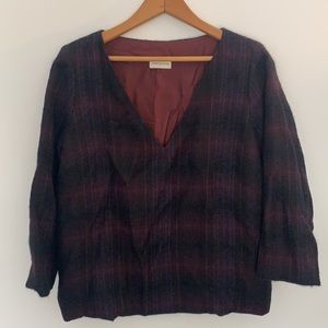 Dries Van Noten Plaid V-neck lined top